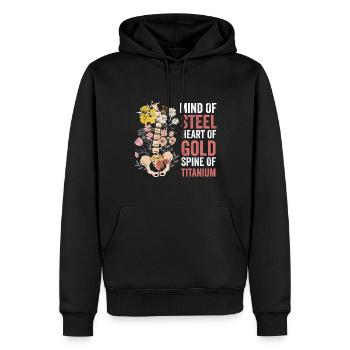Skoliose-Stärke: Titan-Entschlossenheit - Männer Premium Bio Hoodie - Schwarz - Vorne - Nico (187cm)