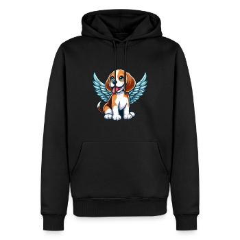 Ange Beagle mignon avec des ailes Cartoon Chibi - Sweat à capuche Premium bio Homme - noir - Devant - Nico (187cm)