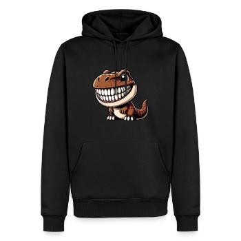 Drôle Dino T-Rex Laughing Personnage de dessin animé - Sweat à capuche Premium bio Homme - noir - Devant - Nico (187cm)