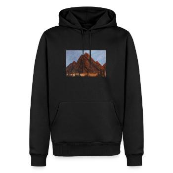 Berg - Männer Premium Bio Hoodie - Schwarz - Vorne - Nico (187cm)