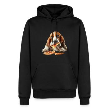 Basset - Männer Premium Bio Hoodie - Schwarz - Vorne - Nico (187cm)