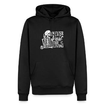 Never Trust The Living Dark Gothic Skeleton - Männer Premium Bio Hoodie - Schwarz - Vorne - Nico (187cm)