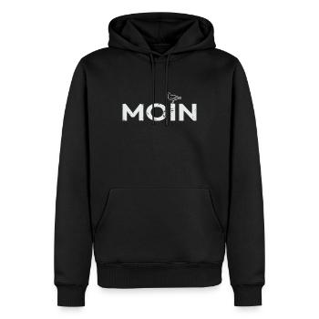 Moin Norddeutschland Plattdeutsch Geschenkidee - Männer Premium Bio Hoodie - Schwarz - Vorne - Nico (187cm)