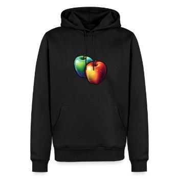Apfel / Frucht / Obst / Gesund / Bio / Ernährung - Männer Premium Bio Hoodie - Schwarz - Vorne - Nico (187cm)