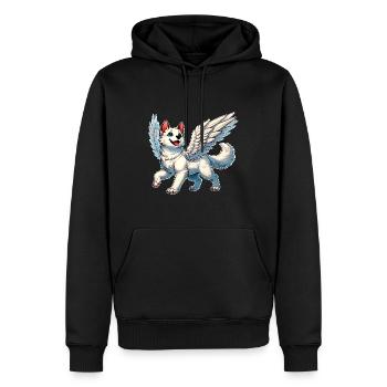 Elégant Husky Ange Ailes Coeur Amour - Sweat à capuche Premium bio Homme - noir - Devant - Nico (187cm)