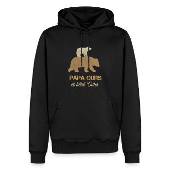 papa ours petit ours - Sweat à capuche Premium bio Homme - noir - Devant - Nico (187cm)