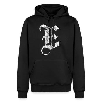 T-Shirt-Alphabet Initiale E - Männer Premium Bio Hoodie - Schwarz - Vorne - Nico (187cm)