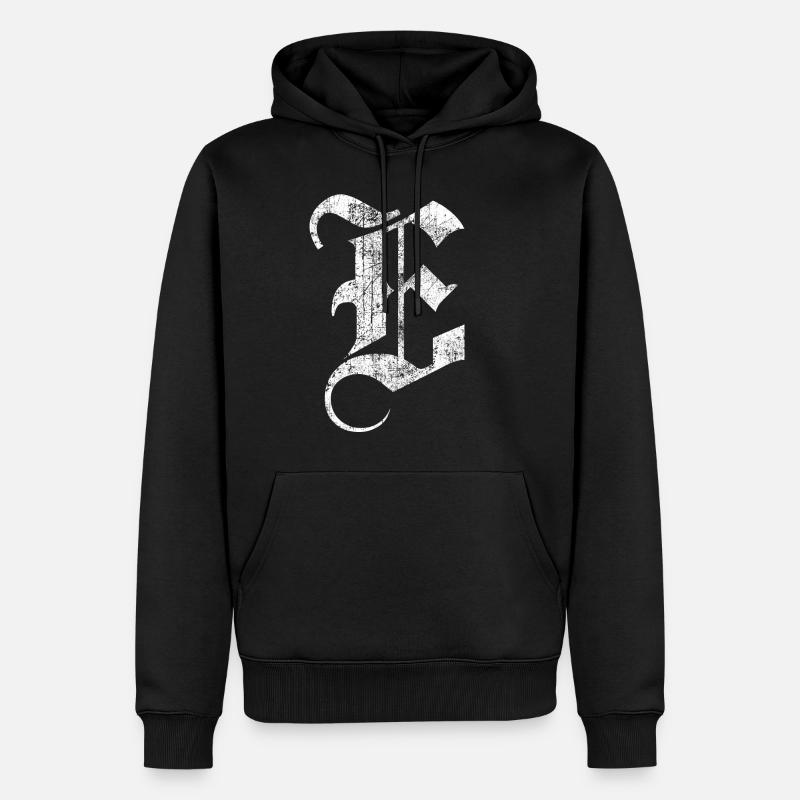 Tshirt alphabet initial E - Sweat à capuche Premium bio Homme - noir