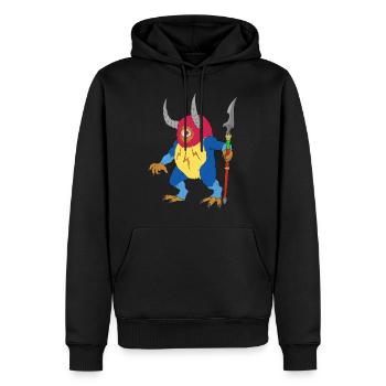 Einäugiges Fantasy Monster mit Hörnern und Speer - Männer Premium Bio Hoodie - Schwarz - Vorne - Nico (187cm)