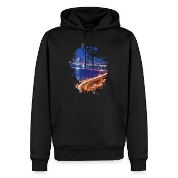 Highway - Männer Premium Bio Hoodie - Schwarz - Vorne - Nico (187cm)