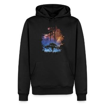 Baum bei Nacht - Männer Premium Bio Hoodie - Schwarz - Vorne - Nico (187cm)