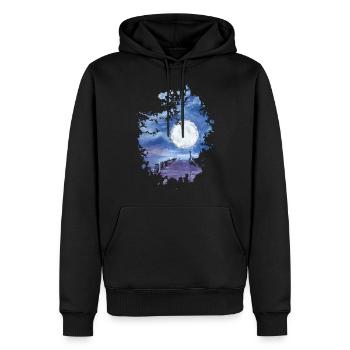 Mond - Männer Premium Bio Hoodie - Schwarz - Vorne - Nico (187cm)