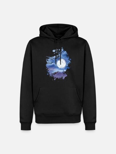 Mond - Männer Premium Bio Hoodie - Schwarz
