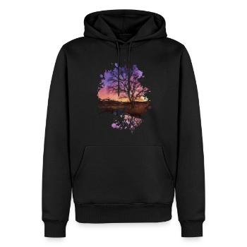 Sonnenuntergang - Männer Premium Bio Hoodie - Schwarz - Vorne - Nico (187cm)