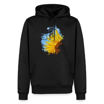 Sonnenblume - Männer Premium Bio Hoodie - Schwarz - Vorne - Nico (187cm)