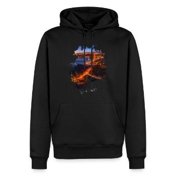 Stadt bei Nacht - Männer Premium Bio Hoodie - Schwarz - Vorne - Nico (187cm)