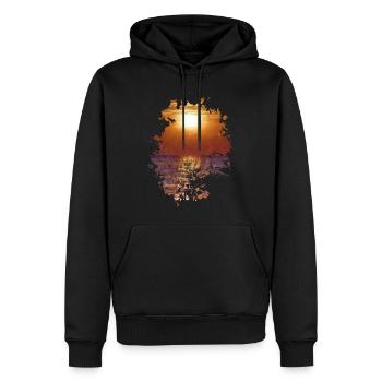 Sonnenuntergang - Männer Premium Bio Hoodie - Schwarz - Vorne - Nico (187cm)