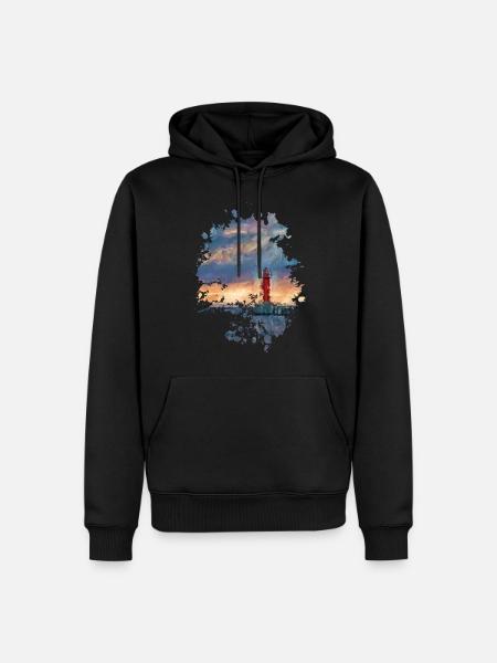 Leuchtturm - Männer Premium Bio Hoodie - Schwarz