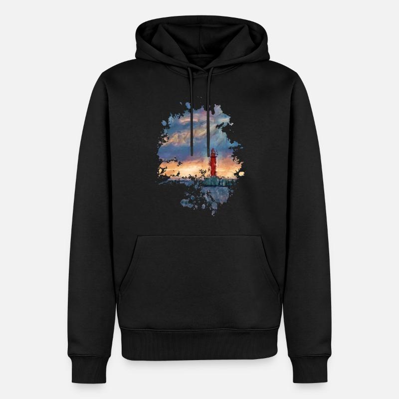 Leuchtturm - Männer Premium Bio Hoodie - Schwarz