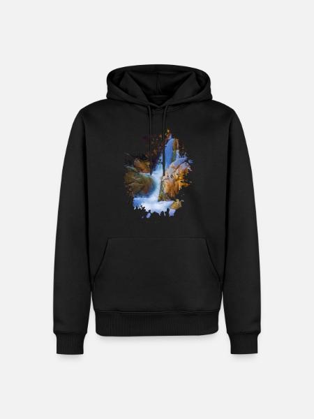 Wasserfall - Männer Premium Bio Hoodie - Schwarz