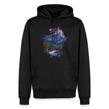 Berglandschaft - Männer Premium Bio Hoodie - Schwarz - Vorne - Nico (187cm)