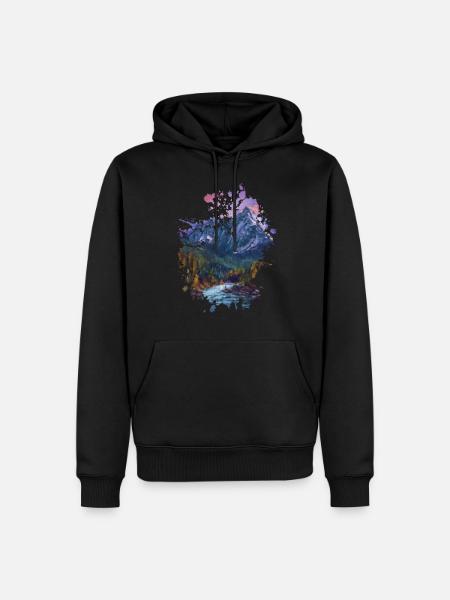 Berglandschaft - Männer Premium Bio Hoodie - Schwarz