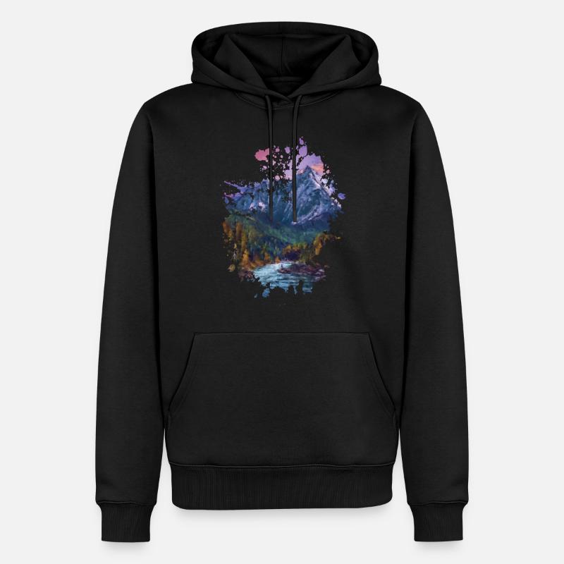 Berglandschaft - Männer Premium Bio Hoodie - Schwarz