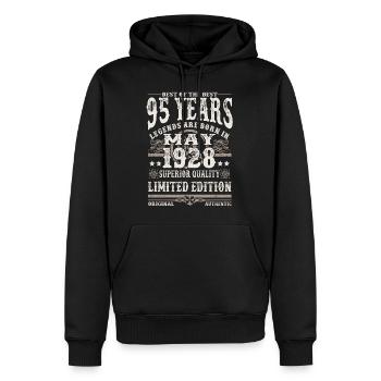 Mai 1928 geboren - 95 Jahre alt - Männer Premium Bio Hoodie - Schwarz - Vorne - Nico (187cm)