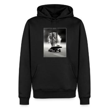 Skating Kitty - Männer Premium Bio Hoodie - Schwarz - Vorne - Nico (187cm)