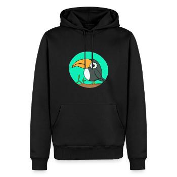Toucan coloré - Sweat à capuche Premium bio Homme - noir - Devant - Nico (187cm)