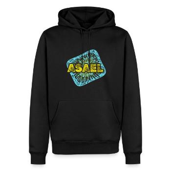 Warp Enterprise Sternenstaub Asael - Männer Premium Bio Hoodie - Schwarz - Vorne - Nico (187cm)