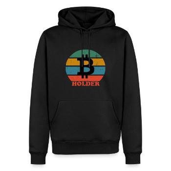 Retro Bitcoin Holder - Männer Premium Bio Hoodie - Schwarz - Vorne - Nico (187cm)