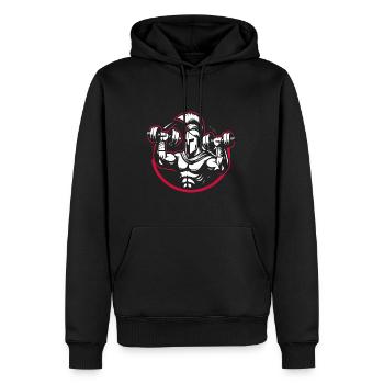 Sparta Spartaner Bodybuilder Gym für Kraftsportler - Männer Premium Bio Hoodie - Schwarz - Vorne - Nico (187cm)