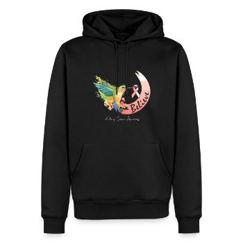 Colibri avec boucle Cancer - Sensibilisation au Cancer - Sweat à capuche Premium bio Homme - noir - Devant - Nico (187cm)