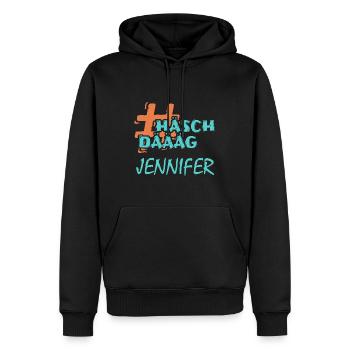 Hashtag Jennifer - Männer Premium Bio Hoodie - Schwarz - Vorne - Nico (187cm)