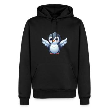 Ange mignon de bande dessinée pingouin avec des ailes - Sweat à capuche Premium bio Homme - noir - Devant - Nico (187cm)