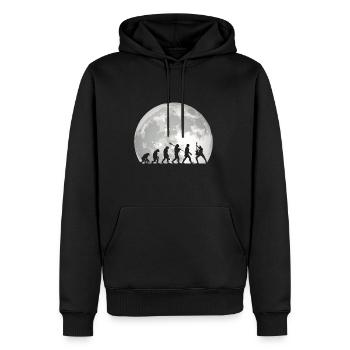 Human Evolution Guitar Band Moon Vintage Guitariste - Sweat à capuche Premium bio Homme - noir - Devant - Nico (187cm)
