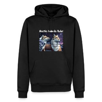Arctic animals rule! Arctic Fox Starry Night - Men’s Premium Organic Hoodie - black - Front - Nico (187cm)