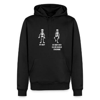 Vivre avec le syndrome d’Ehlers-Danlos - Sweat à capuche Premium bio Homme - noir - Devant - Nico (187cm)