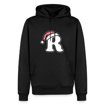 Buchstabe R mit Weihnachtsmütze - Männer Premium Bio Hoodie - Schwarz - Vorne - Nico (187cm)