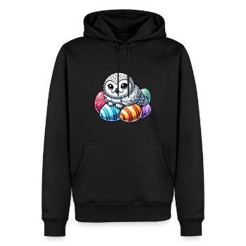 Cute Owl Easter Egg Cartoon Easter Chill - Men’s Premium Organic Hoodie - black - Front - Nico (187cm)