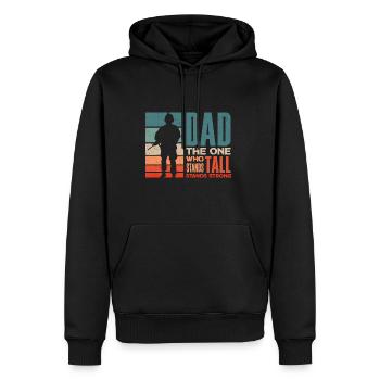 Dad The One Who Stands Tall Stands Strong - Männer Premium Bio Hoodie - Schwarz - Vorne - Nico (187cm)