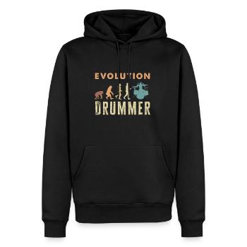 Evolution of man Drums Band Retro Vintage Drummer - Männer Premium Bio Hoodie - Schwarz - Vorne - Nico (187cm)