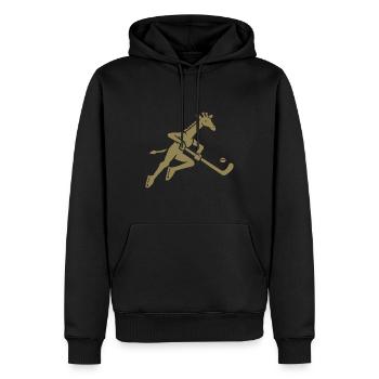 Giraffe Eishockey Silhouette Minimalistisch - Männer Premium Bio Hoodie - Schwarz - Vorne - Nico (187cm)