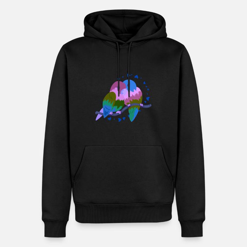 Verliebte Vögel - Männer Premium Bio Hoodie - Schwarz