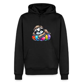 mignon paresseux Pâques oeuf de Pâques dessin animé chilling - Sweat à capuche Premium bio Homme - noir - Devant - Nico (187cm)