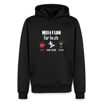 Mein Plan Apres Ski | Snowboard Wein Spruch - Männer Premium Bio Hoodie - Schwarz - Vorne - Nico (187cm)