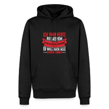 Mein Psychologe will euch alle kennenlernen - Männer Premium Bio Hoodie - Schwarz - Vorne - Nico (187cm)