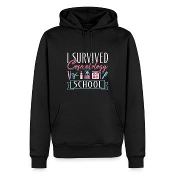Cosmetologist I Survived - Männer Premium Bio Hoodie - Schwarz - Vorne - Nico (187cm)