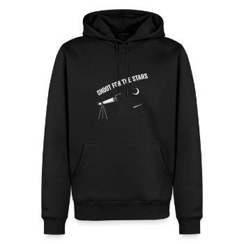 Viser les étoiles : l’exploration cosmique - Sweat à capuche Premium bio Homme - noir - Devant - Nico (187cm)